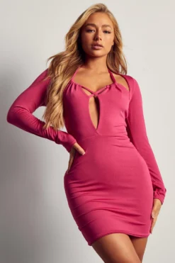 Recycled Strappy Long Sleeve Mini Dress -Ves Trendy Sales orchid recycled strappy long sleeve mini dress 2