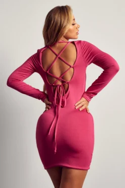 Recycled Strappy Long Sleeve Mini Dress