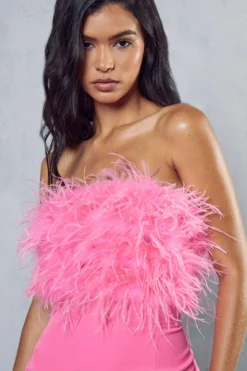 Curved Hem Feather Mini Dress 9 Curved Hem Feather Mini Dress -Ves Trendy Sales pink curved hem feather mini dress 4