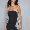 Premium Sequin Contrast Frill Bandeau Mini Dress