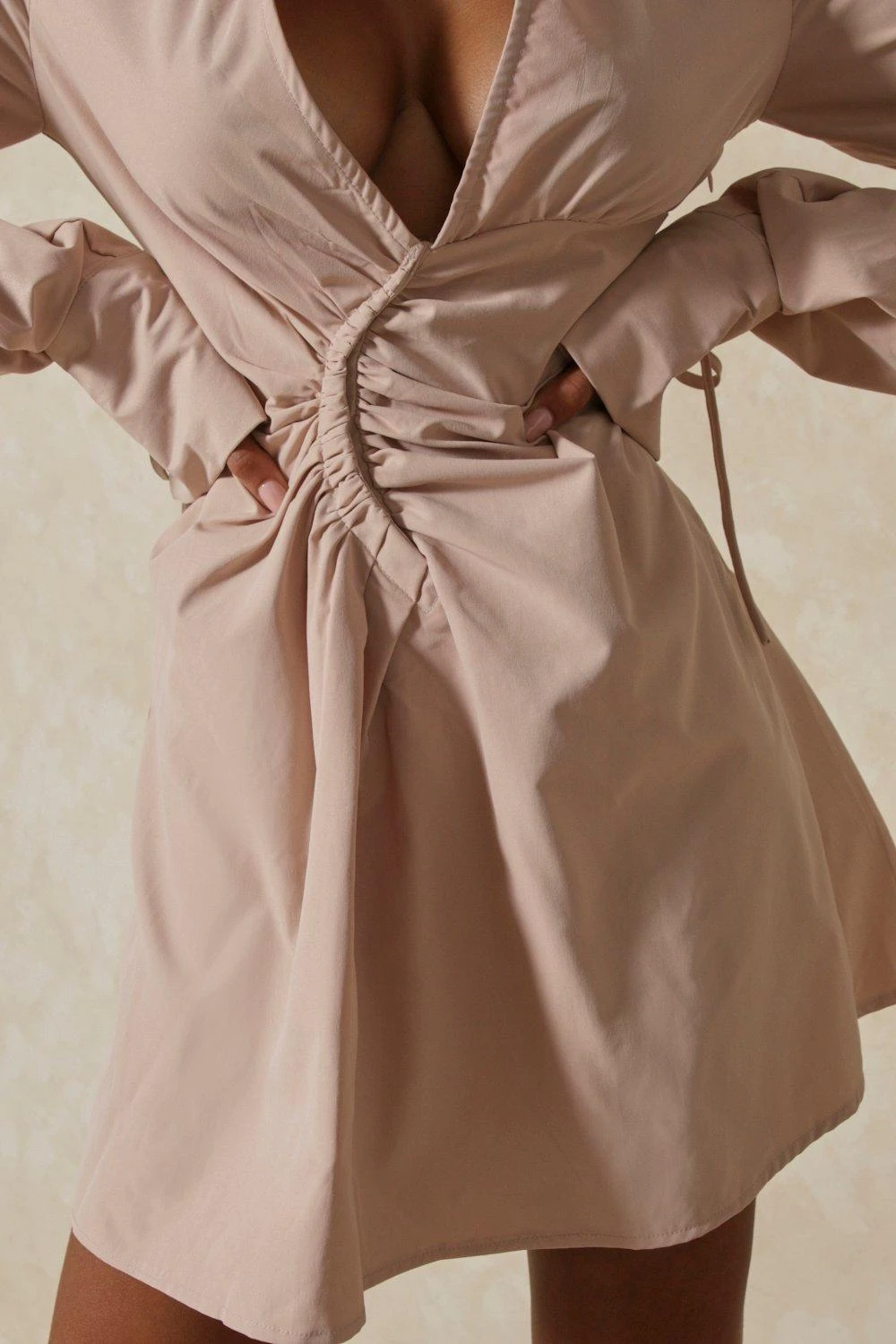 Poplin Ruched Corset Waist Shirt Dress 2 Poplin Ruched Corset Waist Shirt Dress - Image 2