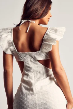 Broderie Anglaise Frill Shoulder Maxi Dress -Ves Trendy Sales white broderie anglaise frill shoulder maxi dress 5