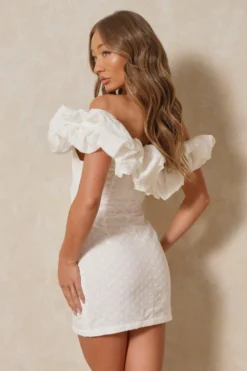Broderie Anglaise Off The Shoulder Frill Dress 8 Broderie Anglaise Off The Shoulder Frill Dress -Ves Trendy Sales white broderie anglaise off the shoulder frill dress 2