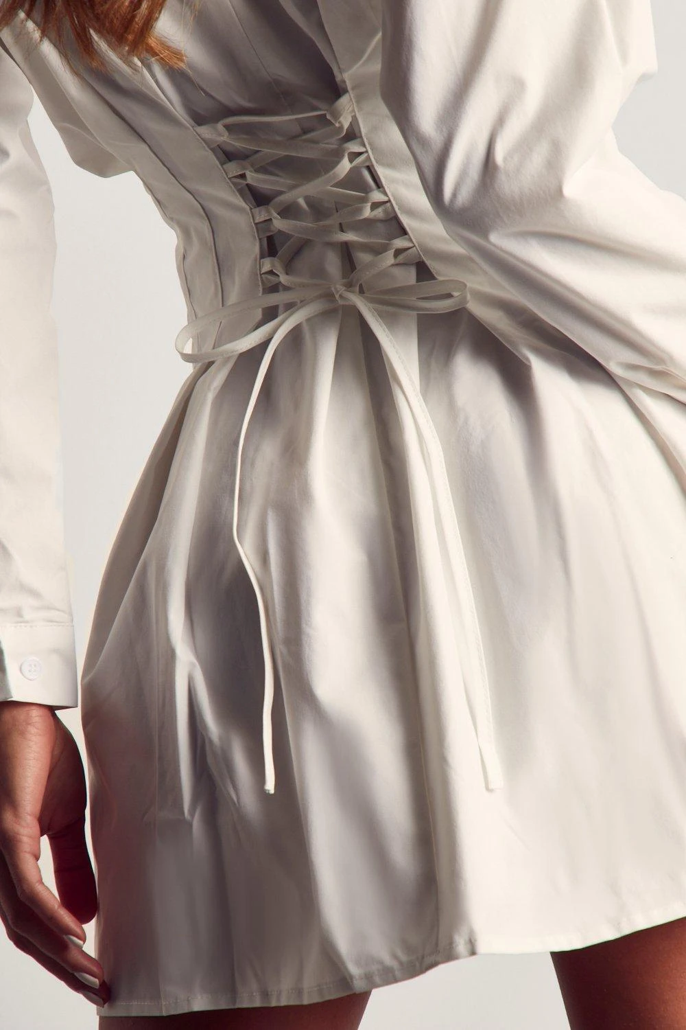 Lace Up Back Skater Shirt Dress 6 Lace Up Back Skater Shirt Dress - Image 6